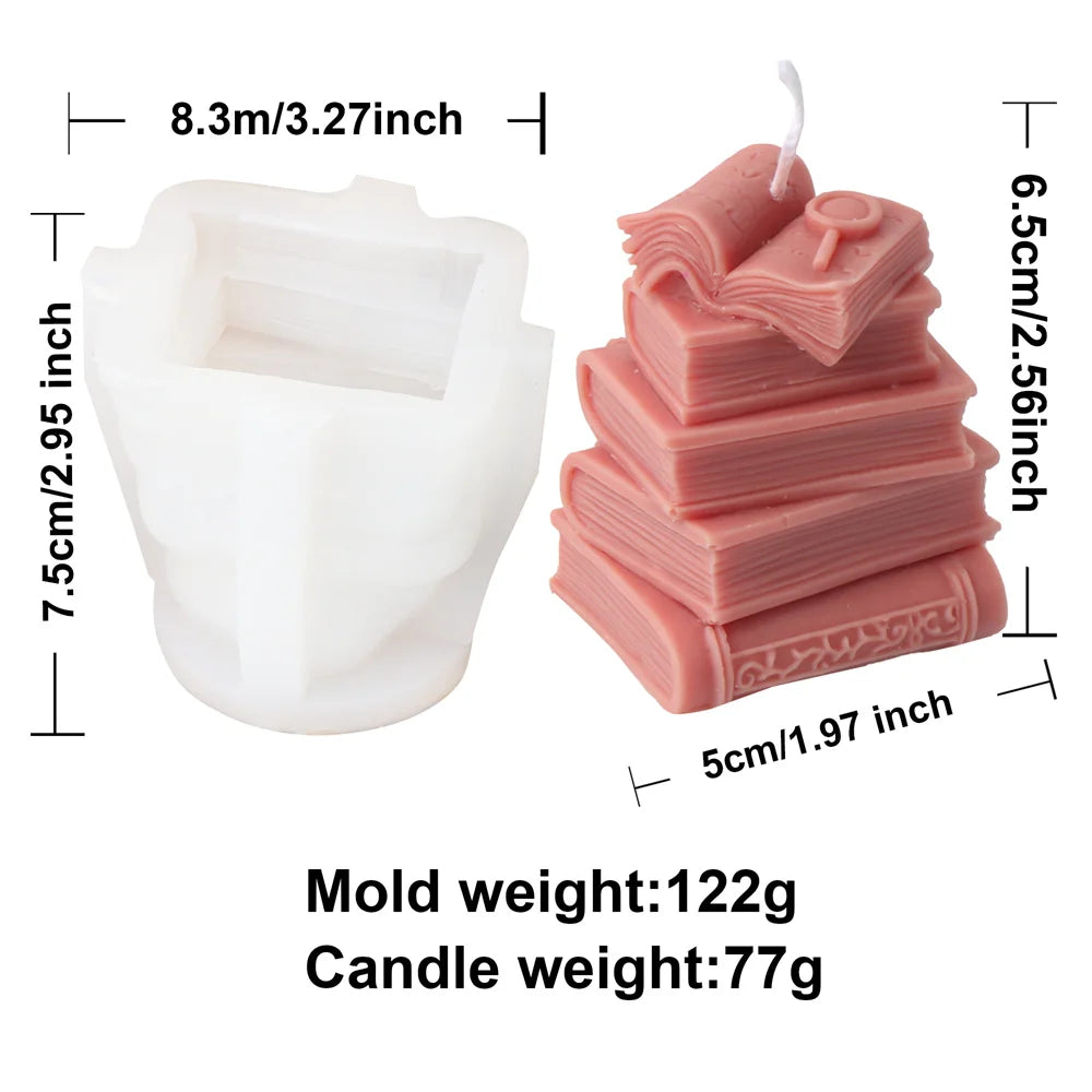 3D Book Silicone Candle Mould  DIY Literary Style Plaster Epoxy Resin Casting Mould Book Frame Cement Gypsum Home Decor