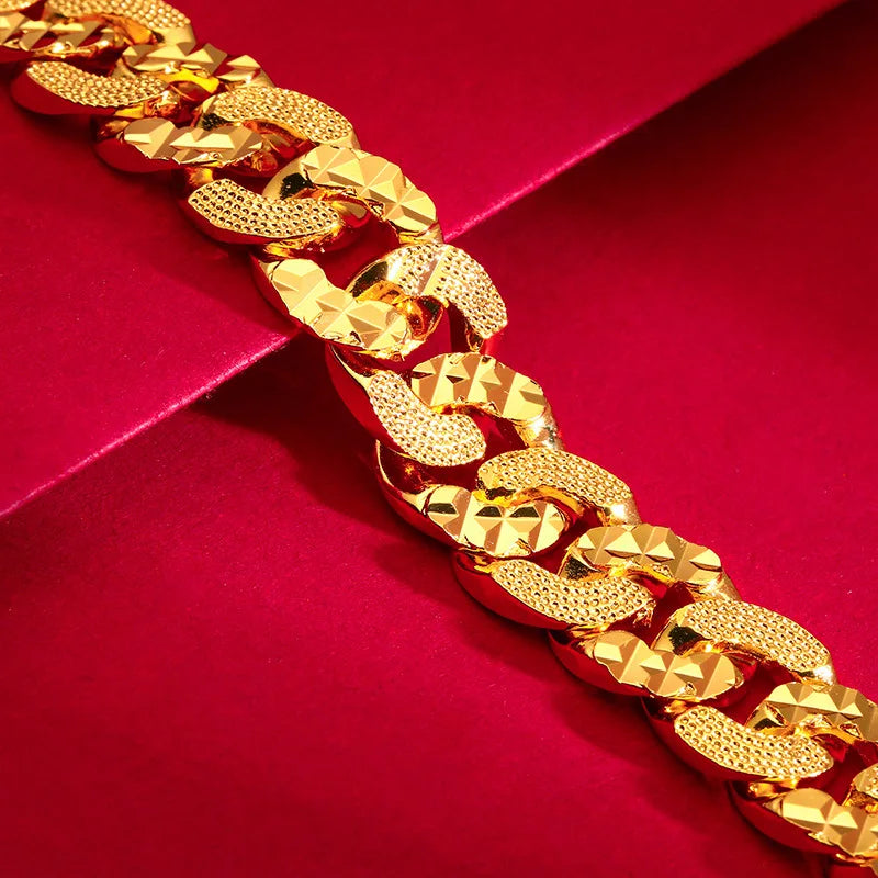 AU999 Brede horlogegesparmband voor heren, 24K goud - goud verbetert luxe, polsvriendelijke damesmaat