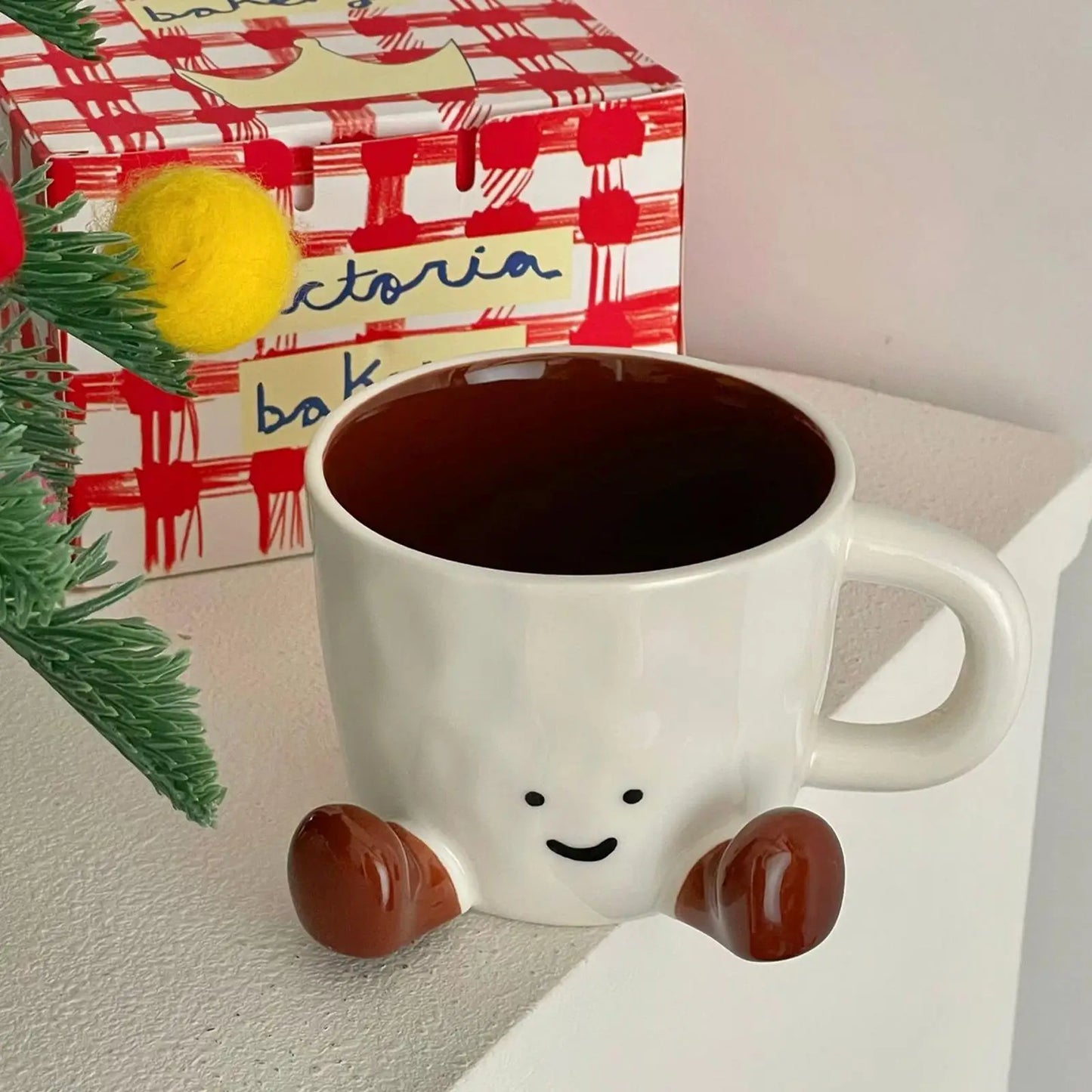 Ceramic Coffee Cup Water Cup with Feet Cute Decorative Coffee Beverage Mug for Photographers Men Women Kids Birthday Christmas