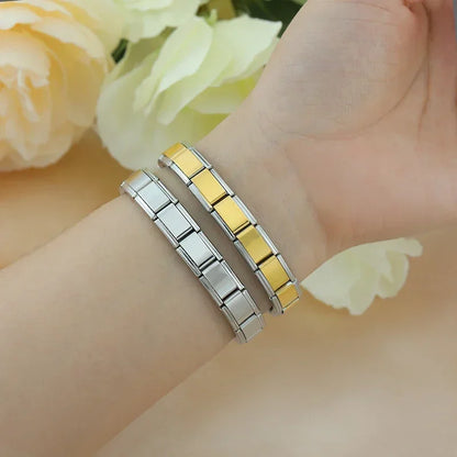 Hapiship 2024 New Men/Women's Jewelry 7/9/13mm Width Itanlian Elastic Charm Bracelet Fashion Stainless Steel Bangle ST-Top