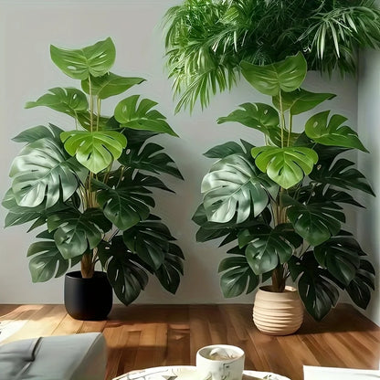 Artificial Fiddle Leaf Fig Tree Realistic Plastic Green Plant for Home Office Wedding Christmas Without Flower pots