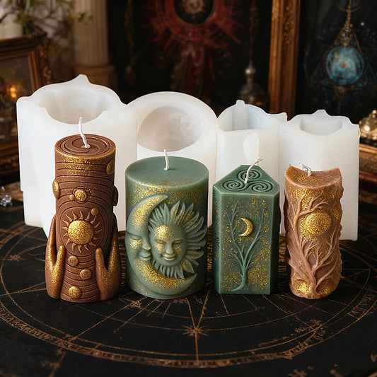 3D Zon Maan Patroon Cilinder Schimmel Zodiac Pijler Siliconen Kaars Schimmel DIY Epoxyhars Aroma Gips Kaars Maken Tool Home Decor