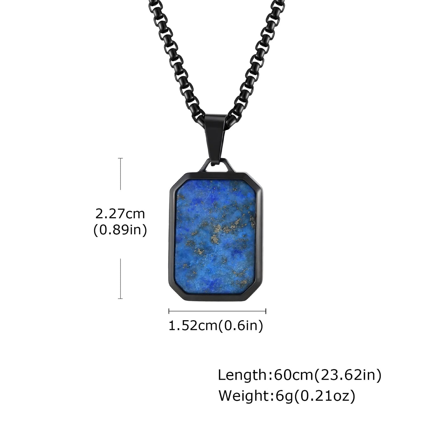 Trendy Pendant Necklaces for Men Boys,Square Natural Stone Stainless Steel Necklaces,Hip Hop Cool Healing Jewelry Gifts