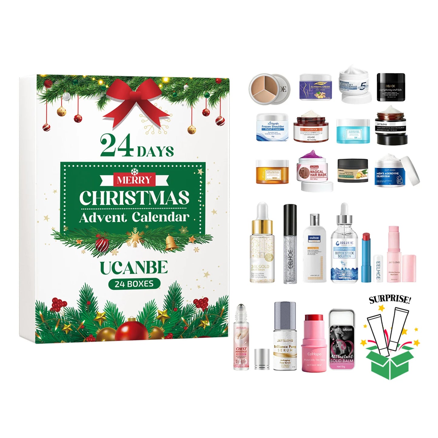 Kerst Beauty Advents Kalender Huidverzorging Set 24 Dagen Luxe Make-up Present Verrassingen Voor Vakantie Verjaardagscadeau