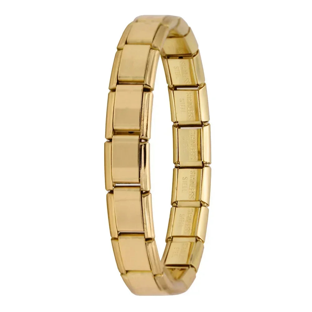 Hapiship 2024 New Men/Women's Jewelry 7/9/13mm Width Itanlian Elastic Charm Bracelet Fashion Stainless Steel Bangle ST-Top