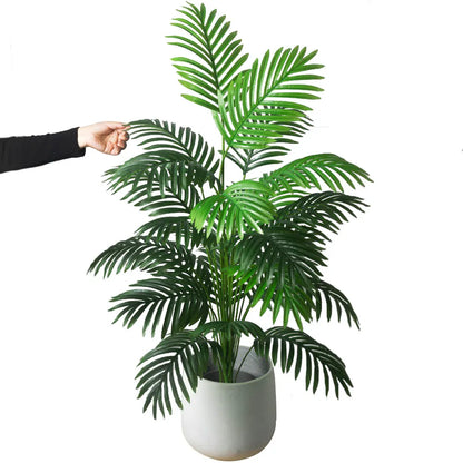 90-120 cm Grote Kunstmatige Palmboom Tropische Nep Planten Groene Plastic Palmbladeren Grote Monstera Boomtak voor Huis Tuin Decor