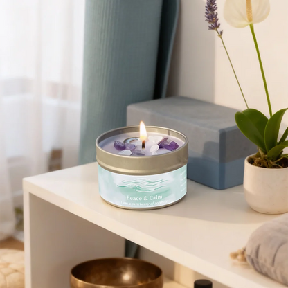Law of Attraction Peace Ritual Candle, Lavender & Chamomile Aroma with Healing Crystals, Great for Holiday Gifting Christmas