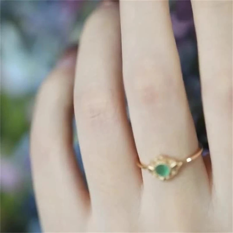 Franse Vintage Groene Kristal Verstelbare Ring Voor Vrouwen Rvs Knockle Ring Mode Sieraden Accessoires Groothandel Cadeau