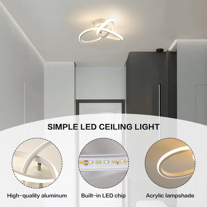 LED Ceiling Light, Modern Ceiling Lamp 20W 2200LM White Ceiling Lamp for Kitchen, Hallway, Bedroom, Switch Control