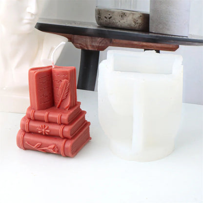 3D Book Silicone Candle Mould  DIY Literary Style Plaster Epoxy Resin Casting Mould Book Frame Cement Gypsum Home Decor
