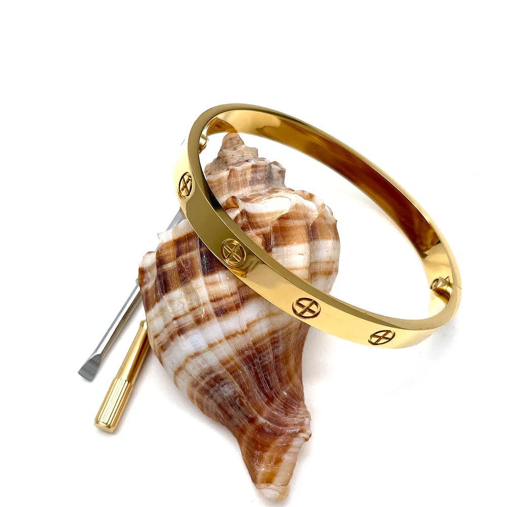 Luxe merk roestvrij staal liefde schroevendraaier kruis nagel armbanden voor mannen vrouwen paar armbanden Valentijnsdag verjaardagscadeau