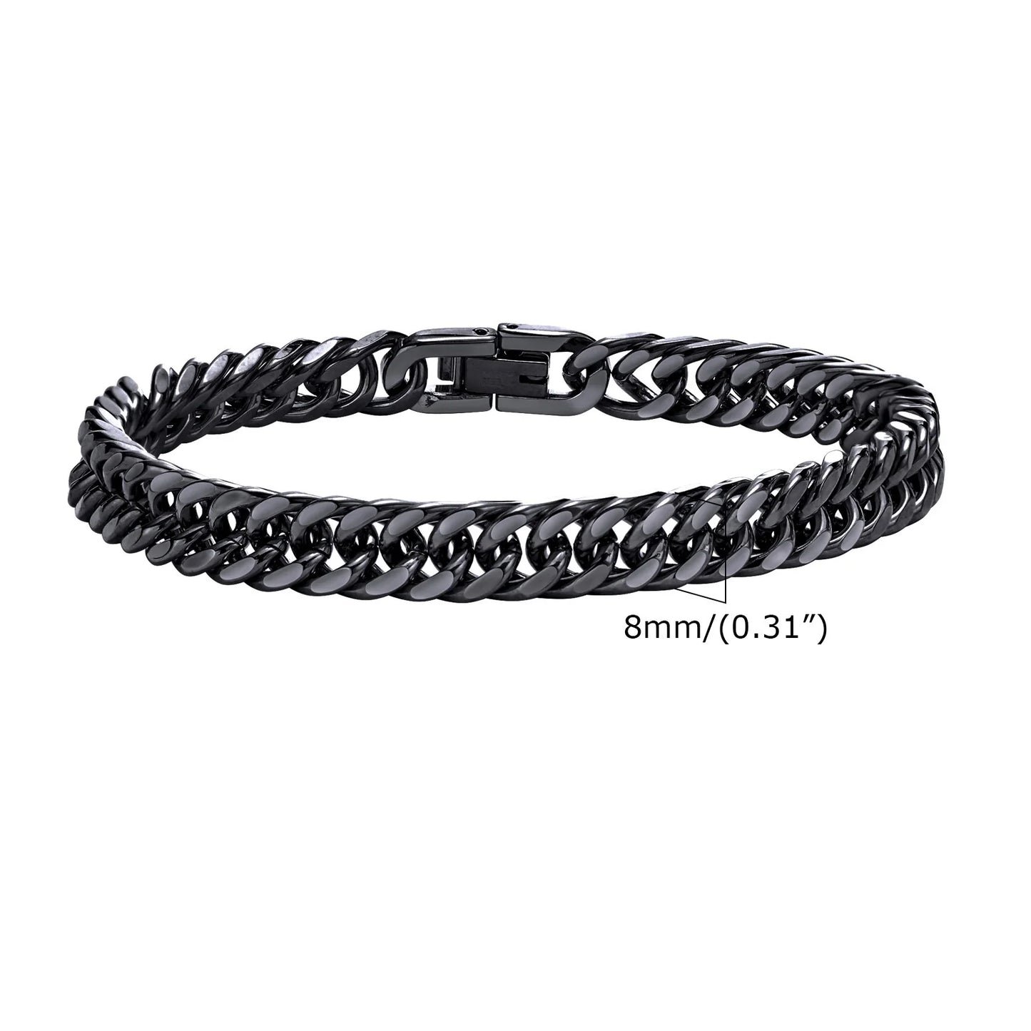 Vnox 8mm/12mm Bold Heavy Stainless Steel Cuban Bracelets for Men Boys,Oxidized Metal Wristband,Punk Rock Chain Bracelet Jewelry