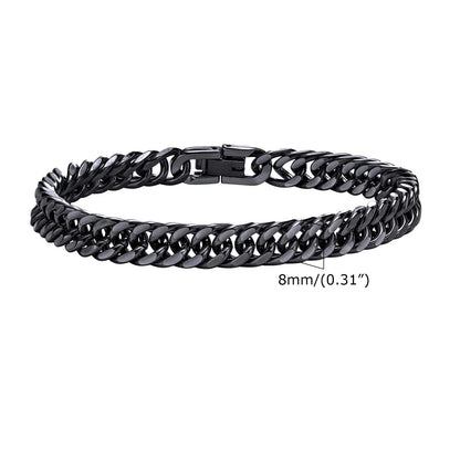 Vnox 8mm/12mm Bold Heavy Stainless Steel Cuban Bracelets for Men Boys,Oxidized Metal Wristband,Punk Rock Chain Bracelet Jewelry