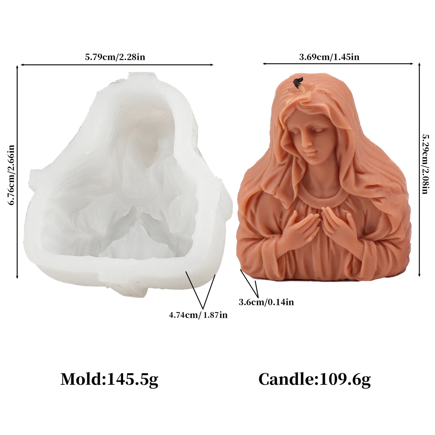 DIY Virgin Mary Holds Flower Jesus Silicone Candle Mold Mary Photo Frame Statue Plaster Craft Tool Religious Figurine Decoration