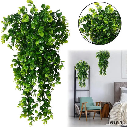 2/4pcs Artificial Hanging Plants UV Resistant Plastic Fake Hanging Plant Home Office Wall Decoration Simulated Green Plants