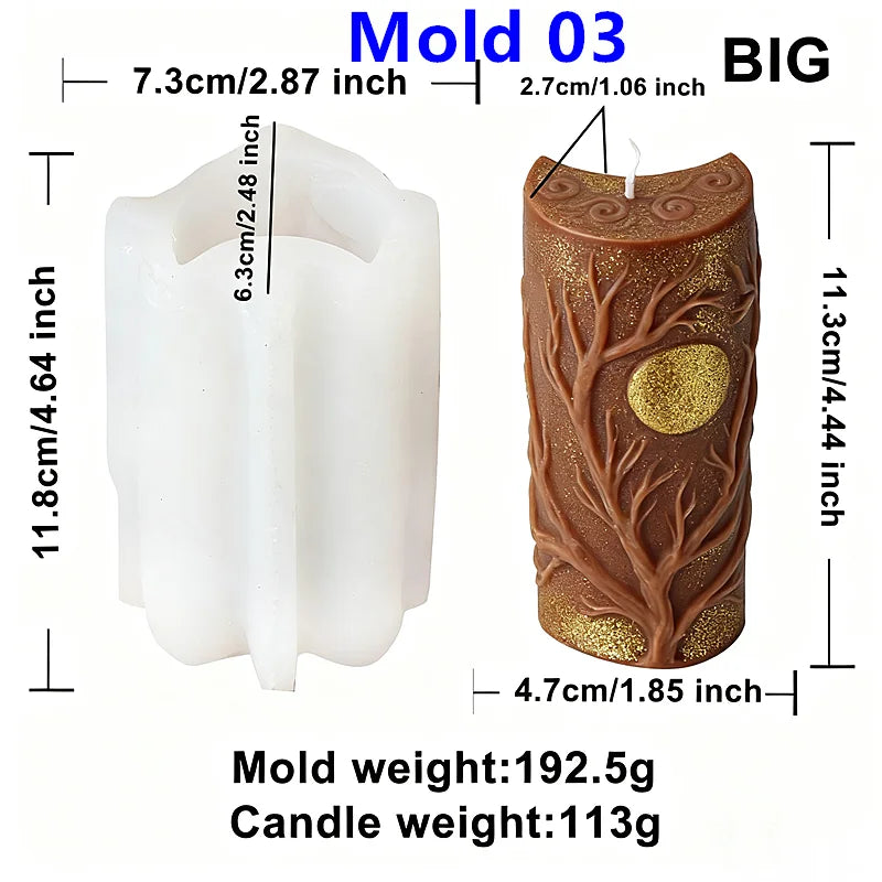 3D Zon Maan Patroon Cilinder Schimmel Zodiac Pijler Siliconen Kaars Schimmel DIY Epoxyhars Aroma Gips Kaars Maken Tool Home Decor
