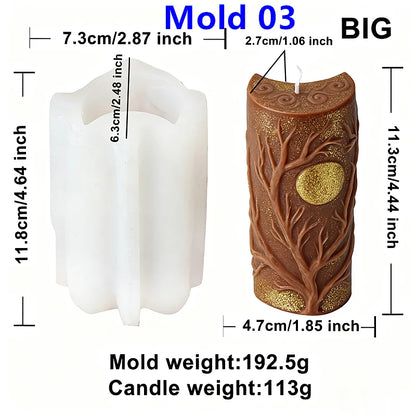 3D Zon Maan Patroon Cilinder Schimmel Zodiac Pijler Siliconen Kaars Schimmel DIY Epoxyhars Aroma Gips Kaars Maken Tool Home Decor