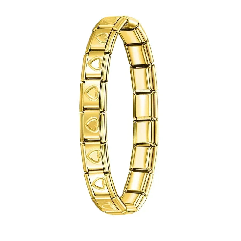 Hapiship 2024 New Men/Women's Jewelry 7/9/13mm Width Itanlian Elastic Charm Bracelet Fashion Stainless Steel Bangle ST-Top