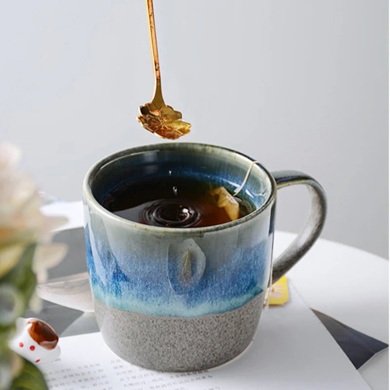 350Ml Keramische Melk Koffie Ontbijt Mokken Geleidelijke Verandering Sterrenhemel Creatieve Retro Mok Thee Kantoor Water Cup Sap Bier kopjes Drinkware