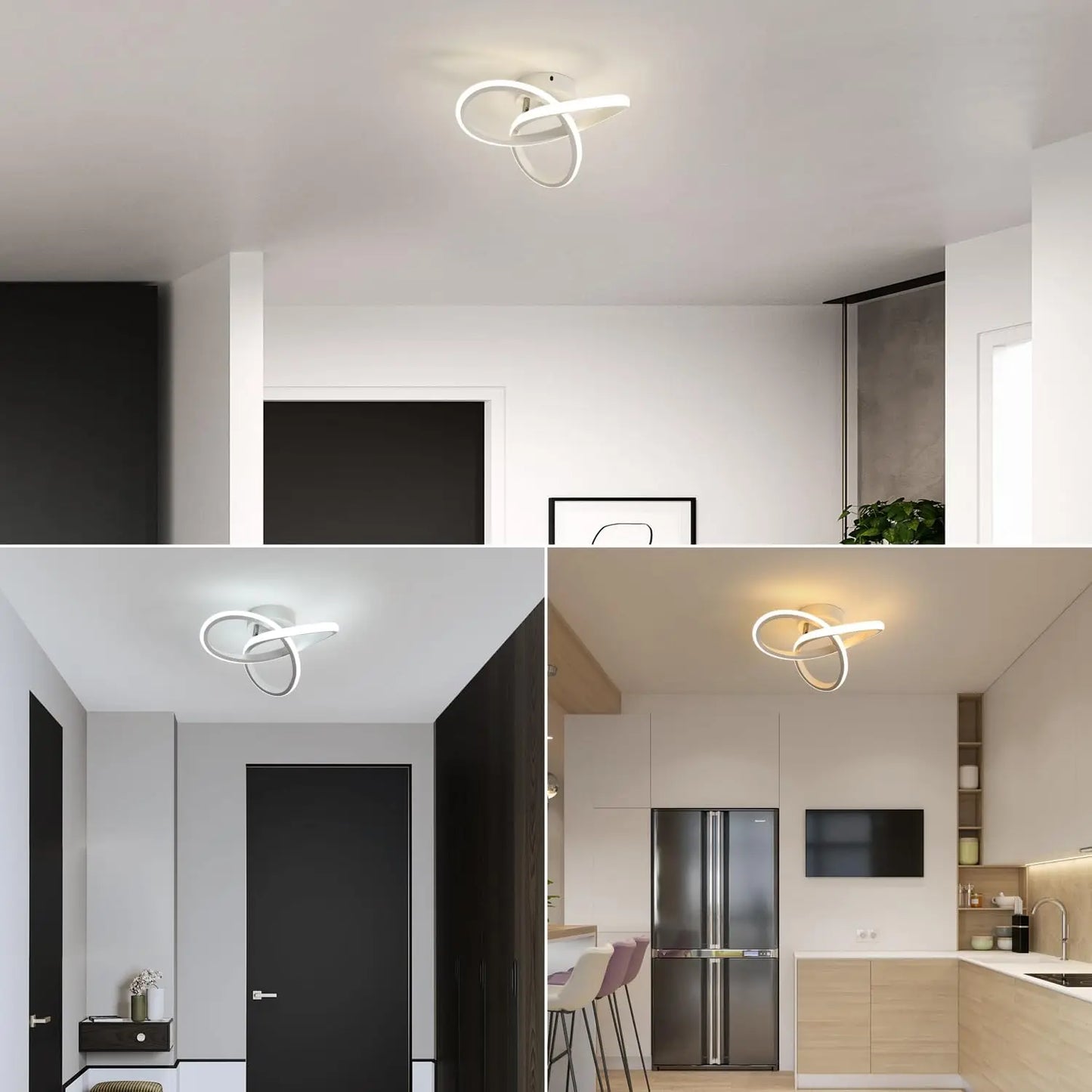 LED Ceiling Light, Modern Ceiling Lamp 20W 2200LM White Ceiling Lamp for Kitchen, Hallway, Bedroom, Switch Control