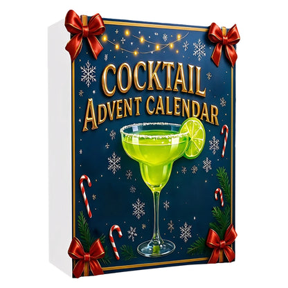 Cocktail Christmas Advent Calendar 2025 Xmas Gifts with 2D Flat Cocktail Ornaments Christmas Countdown Calendar Home Decoration