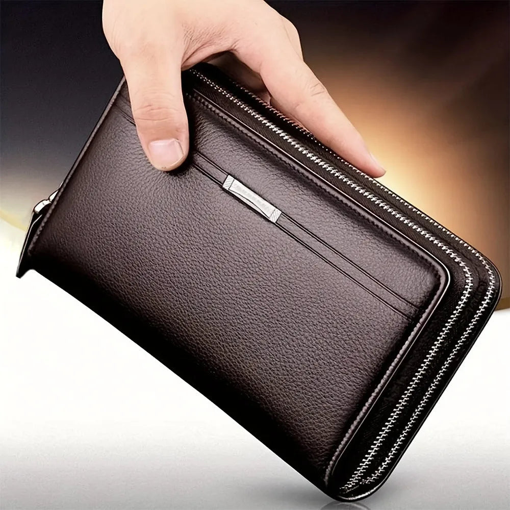 Mens Wallet Long Purse Leather Clutch Large Business Handbag Phone Card Holder Case Gift for Men Father Son Husband Boyfriend