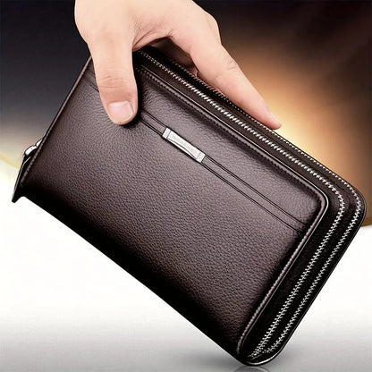 Mens Wallet Long Purse Leather Clutch Large Business Handbag Phone Card Holder Case Gift for Men Father Son Husband Boyfriend