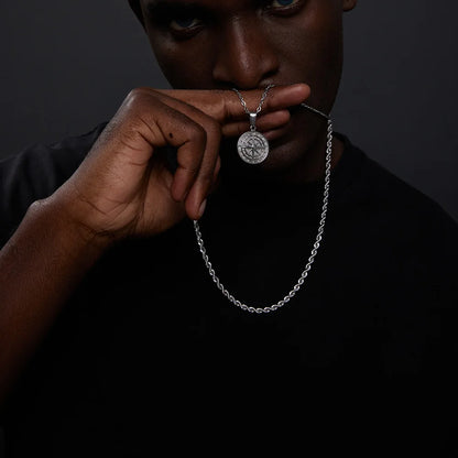 Vnox Layered Necklaces for Men, Sailing Travel Compass Pendant, Stainless Steel Cuban Figaro Wheat Chain, Casual Retro Collar