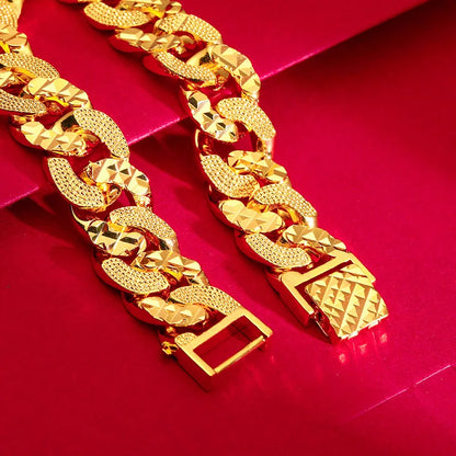 AU999 Brede horlogegesparmband voor heren, 24K goud - goud verbetert luxe, polsvriendelijke damesmaat