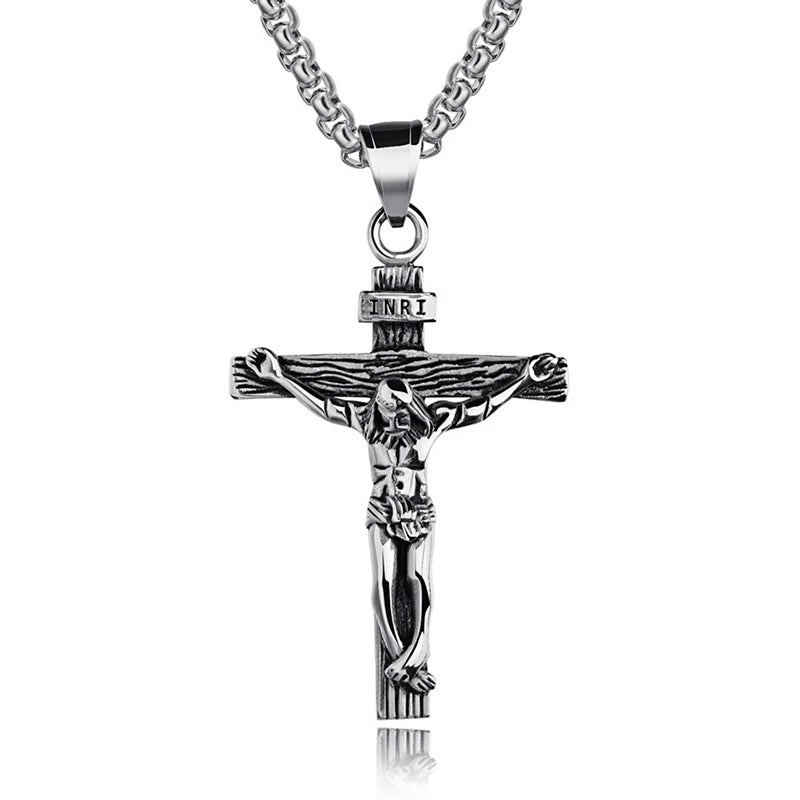 Creatieve christelijke Jesus Cross ketting trendy gepersonaliseerde roestvrijstalen ketting religieuze kruis hanger sieraden gebed cadeau