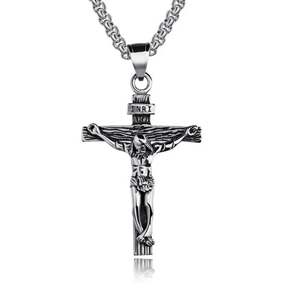 Creatieve christelijke Jesus Cross ketting trendy gepersonaliseerde roestvrijstalen ketting religieuze kruis hanger sieraden gebed cadeau
