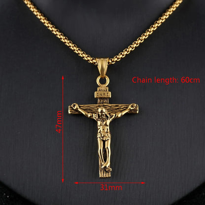 Creatieve christelijke Jesus Cross ketting trendy gepersonaliseerde roestvrijstalen ketting religieuze kruis hanger sieraden gebed cadeau