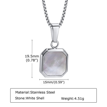 Trendy Pendant Necklaces for Men Boys,Square Natural Stone Stainless Steel Necklaces,Hip Hop Cool Healing Jewelry Gifts