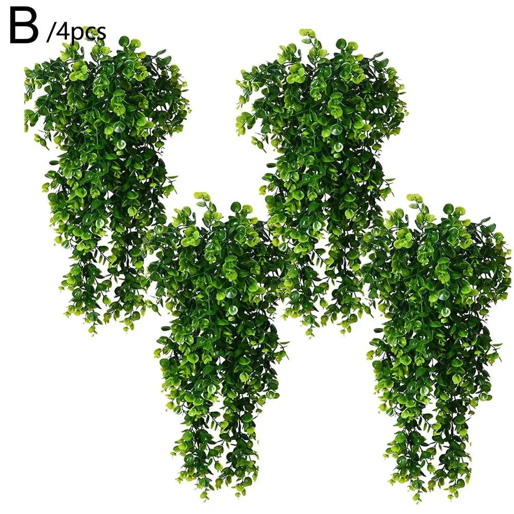 2/4pcs Artificial Hanging Plants UV Resistant Plastic Fake Hanging Plant Home Office Wall Decoration Simulated Green Plants
