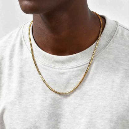 2 stks/set Dunne Ketting voor Mannen Jongens, Roestvrij Staal Goud Zilver Kleur Box Chain Halsbanden, stijlvolle Mannelijke Sieraden Gift