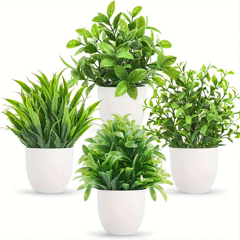 Ensemble de 4 mini plantes artificielles en pot