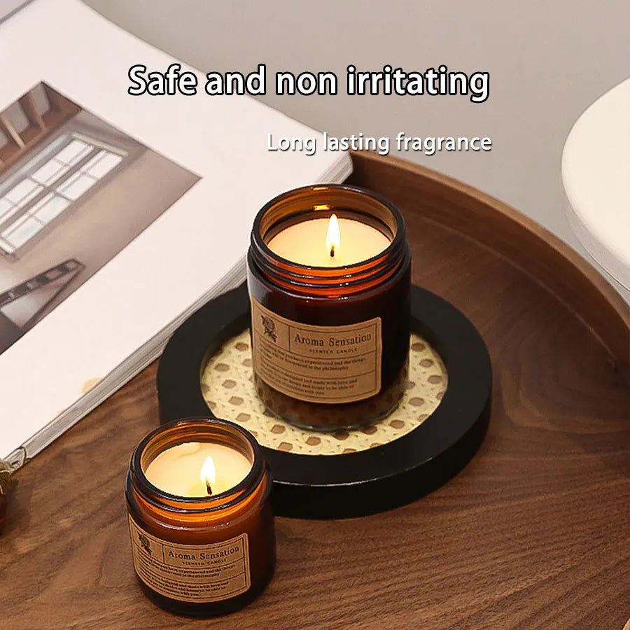 1pcs Brown Glass Cup Aromatherapy Candle Smokeless scented candle Suitable for Home Decoration Birthday Valentine's Day Gift