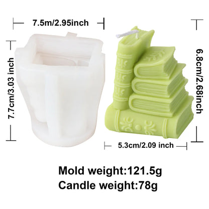 3D Book Silicone Candle Mould  DIY Literary Style Plaster Epoxy Resin Casting Mould Book Frame Cement Gypsum Home Decor
