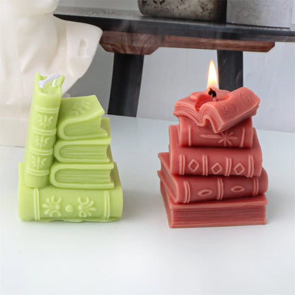 3D Book Silicone Candle Mould  DIY Literary Style Plaster Epoxy Resin Casting Mould Book Frame Cement Gypsum Home Decor