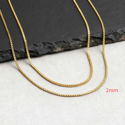2 stks/set Dunne Ketting voor Mannen Jongens, Roestvrij Staal Goud Zilver Kleur Box Chain Halsbanden, stijlvolle Mannelijke Sieraden Gift