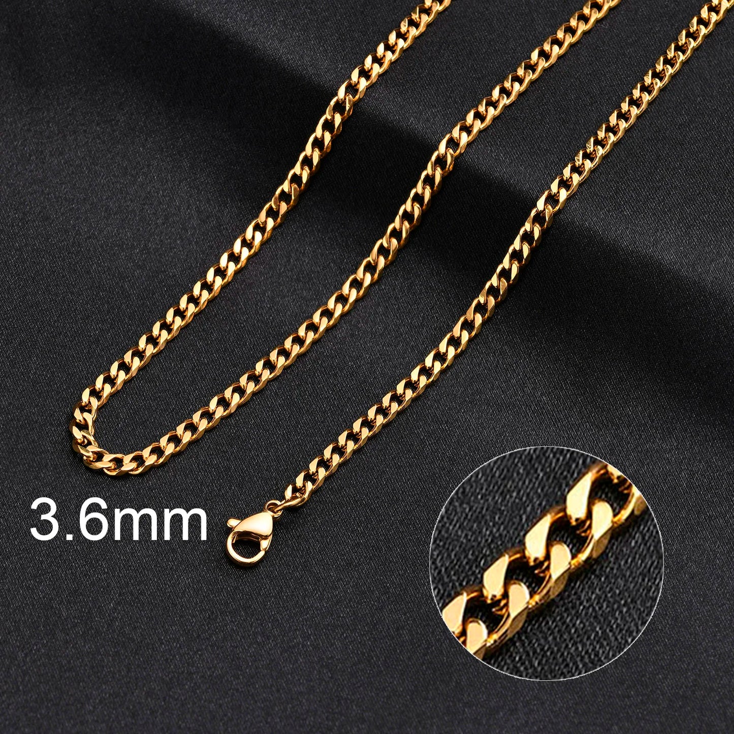 Basic Cuban Chain Necklace for Men Women,Stainless Steel Curb Link Chain Collar,3/5/7/9/11mm Width Black Gold Retro Color Choker