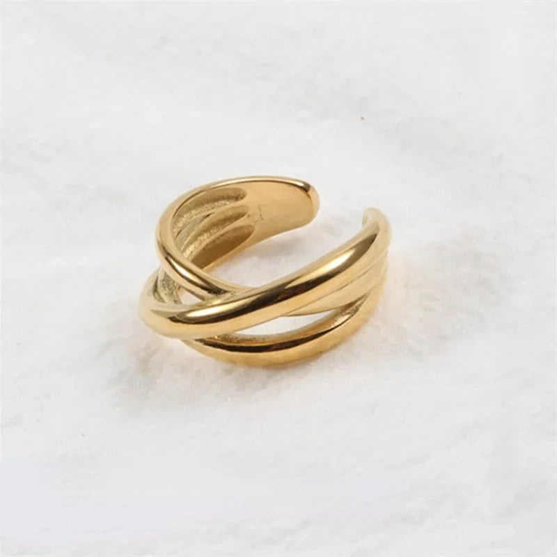 Celeste Glow – Bague statement ajustable en or