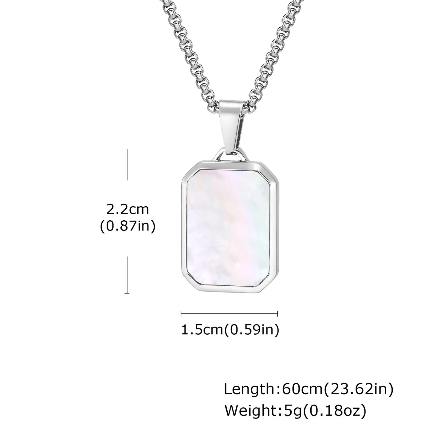 Trendy Pendant Necklaces for Men Boys,Square Natural Stone Stainless Steel Necklaces,Hip Hop Cool Healing Jewelry Gifts