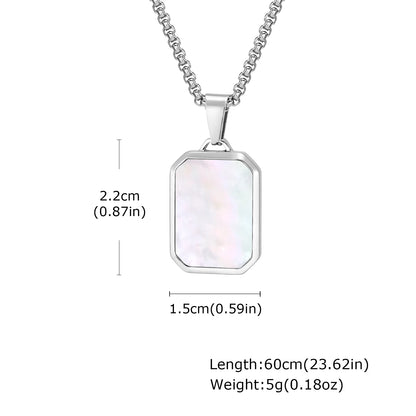 Trendy Pendant Necklaces for Men Boys,Square Natural Stone Stainless Steel Necklaces,Hip Hop Cool Healing Jewelry Gifts