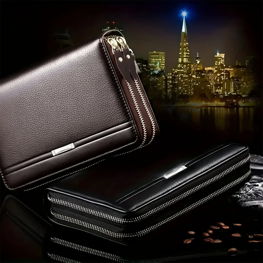 Mens Wallet Long Purse Leather Clutch Large Business Handbag Phone Card Holder Case Gift for Men Father Son Husband Boyfriend