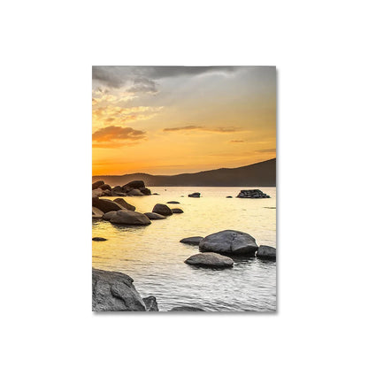 3PCS Frameless Canvas Paintings Sunset Sea Beach Natural Landscape Poster and Prints Wall Art Picture for Living Room Home Decor