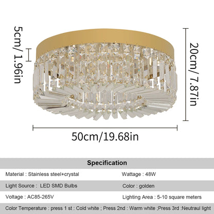 Crystal Ceiling Lamp Living Room Gold Luxury Modern Chandeliers Decoration Led Ceiling Lights Lighting Fixture Diameter 40 50cm