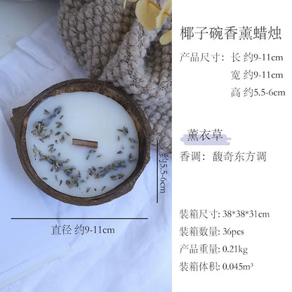 Coconut Bowl Candle with Dried Flowers Home Decorative Candles Eco Friendly Aromatherapy Candle for Weddding