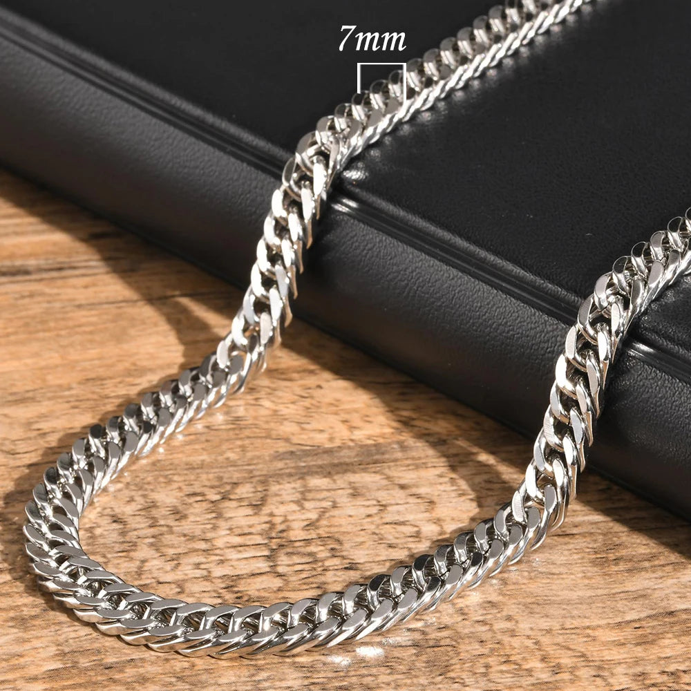 Vnox 3/5/7/9mm Thick Cuban Chain Necklaces for Men Women,Simple Miami Curb Links Collar,Waterproof Stainless Steel Unisex Chain