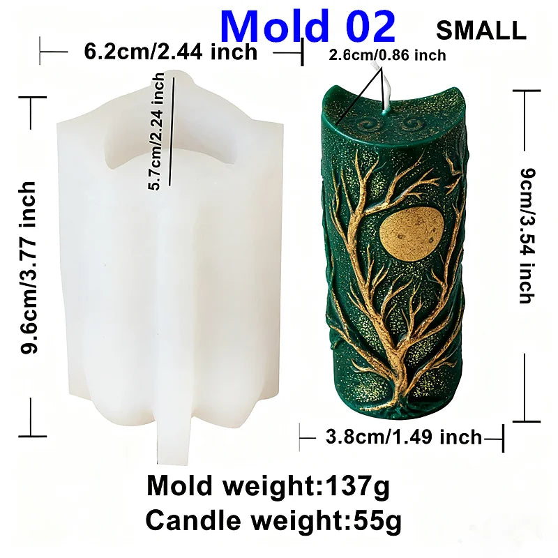3D Zon Maan Patroon Cilinder Schimmel Zodiac Pijler Siliconen Kaars Schimmel DIY Epoxyhars Aroma Gips Kaars Maken Tool Home Decor